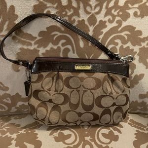Vintage Coach Purse Wristlet with Zipper Closure and Strap